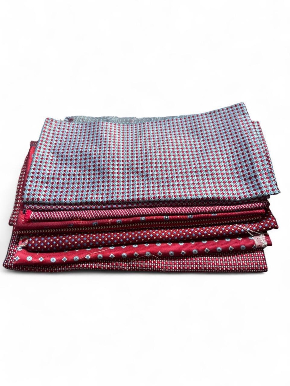 8pc bundle lot red multi 100% Italian silk fabric remnants